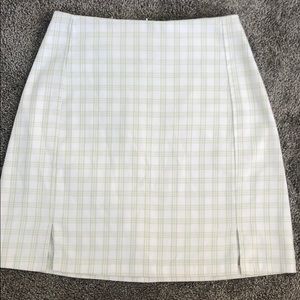 Cara Skirt: White and Green Plaid
